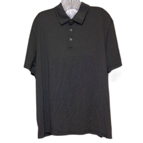 HAGGAR InMotion Golf Tennis Polo Shirt Gray GEO Squares Short Sleeve Mens XXL - Picture 1 of 9